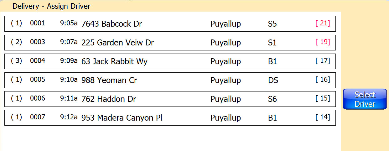 Delivery Dispatch Screen for SelbySoft