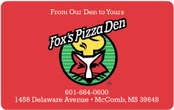 Gift card for Fox's Pizza Den