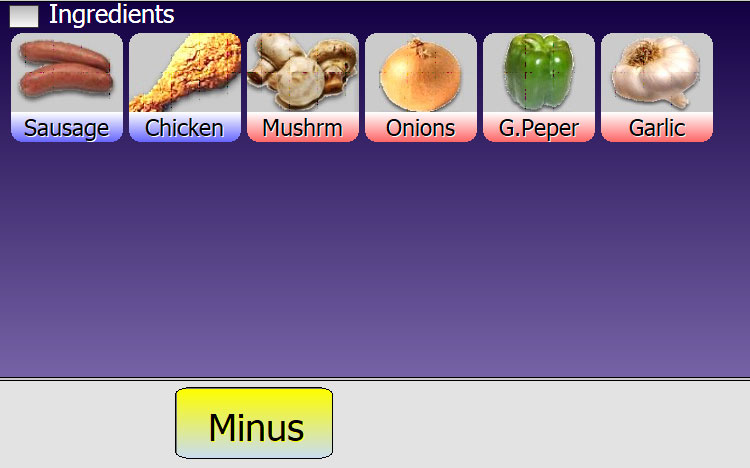 Screen showing minusing an ingredient