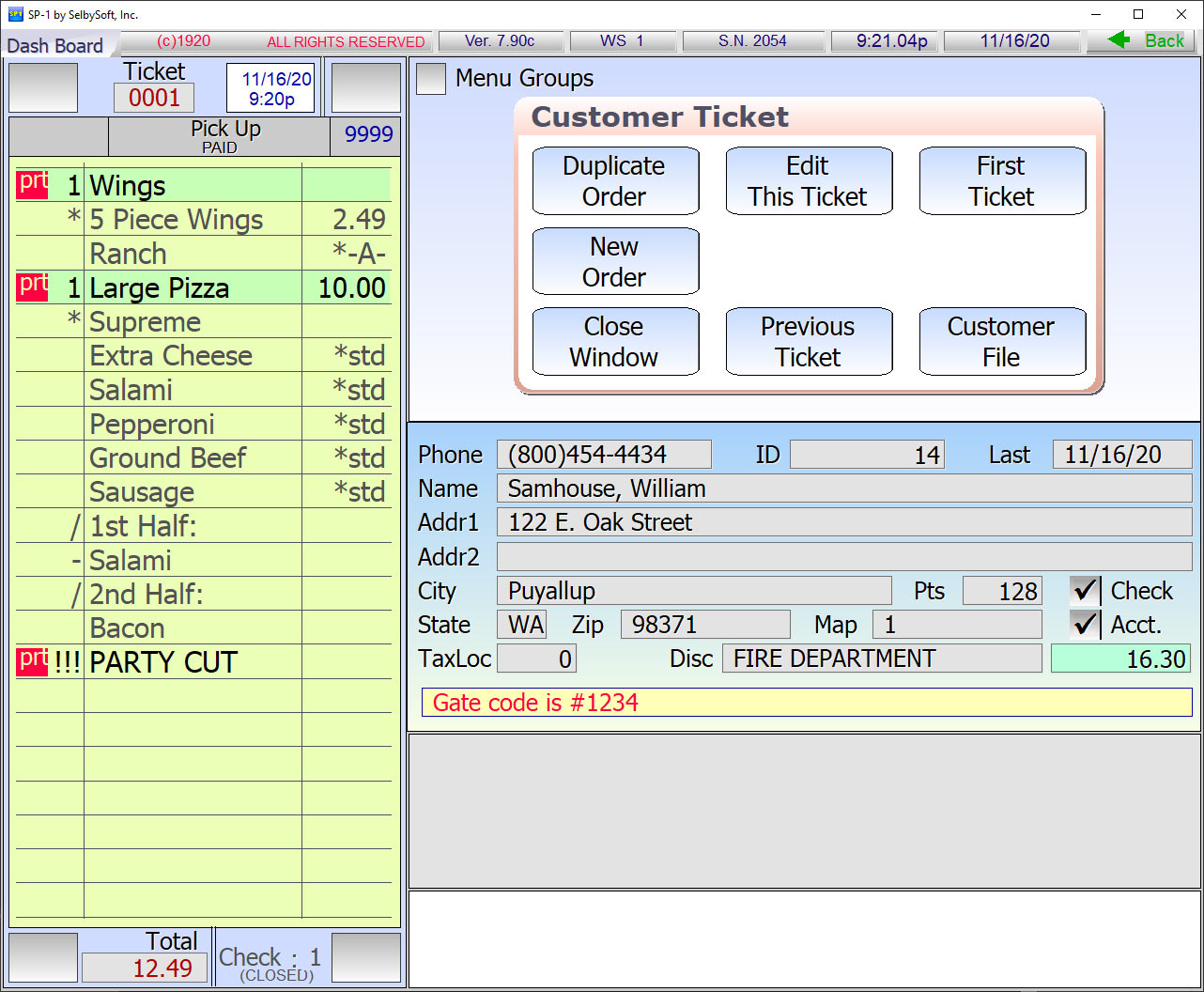 Customer file in SelbySoft pos