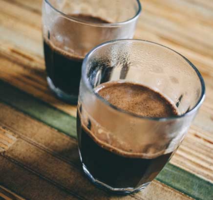 A picture of two shots of espresso